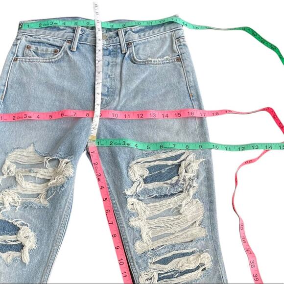 Grlfrnd Jeans Womens 25 Blue Karolina High Rise Distressed Boho Grunge 90s Y2K - Picture 6 of 7
